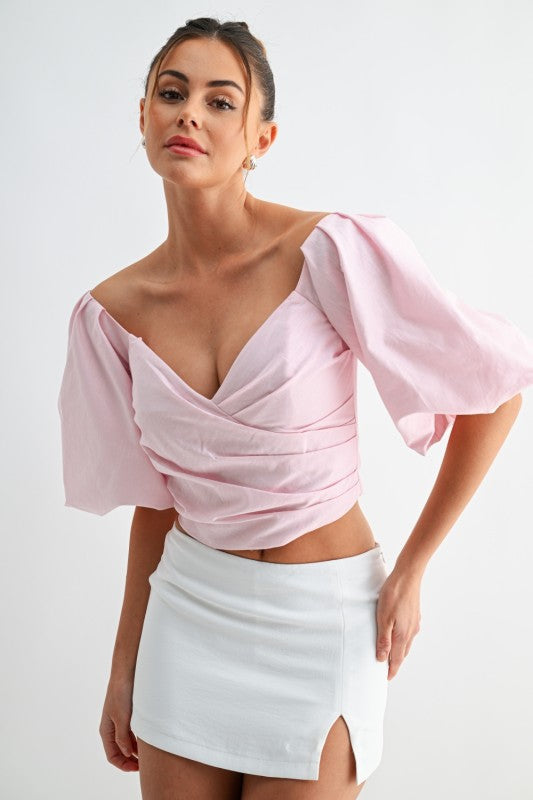 Blusa tipo crop top Escote cruzado