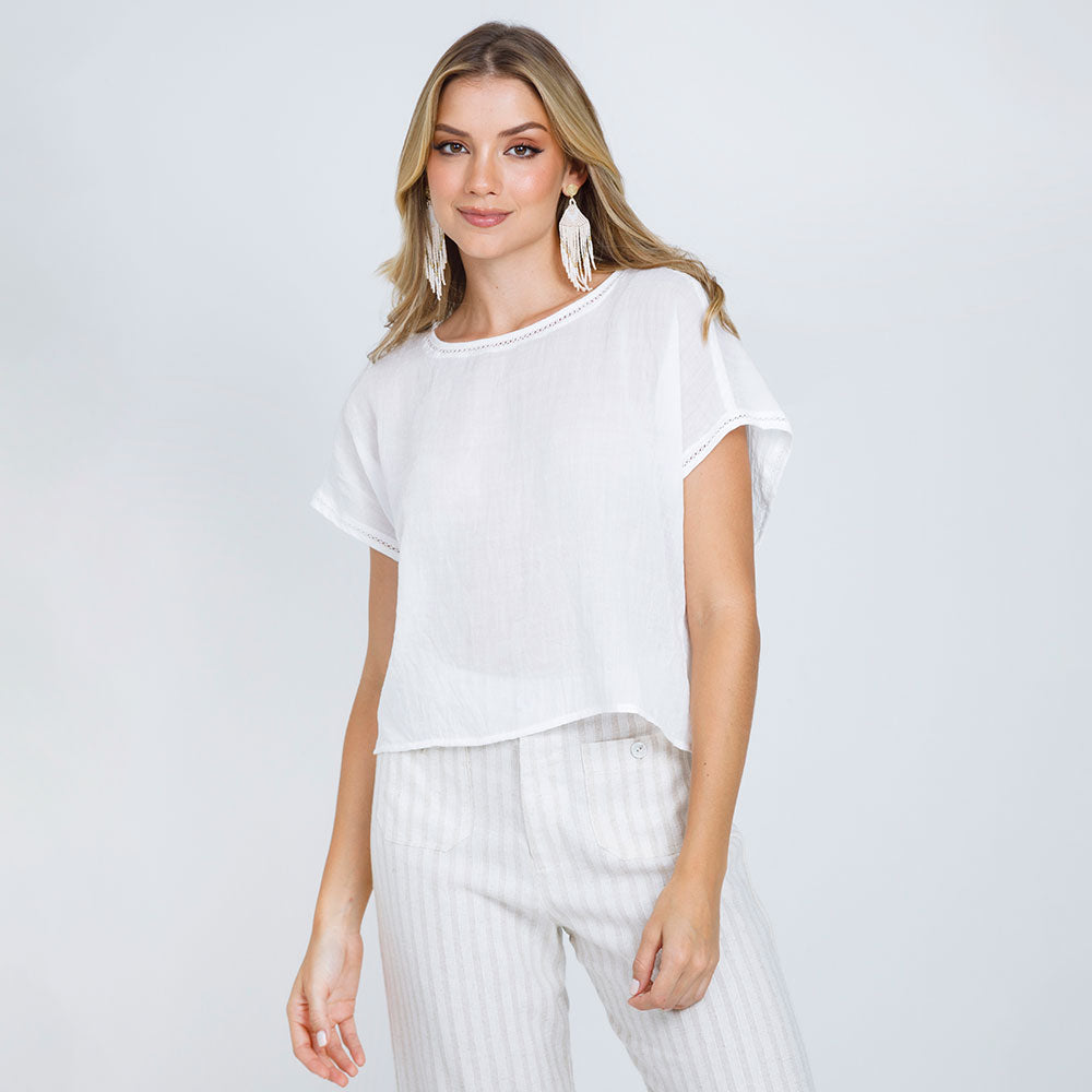 BLUSA CON PUNTADA ARTESANAL - IVORY