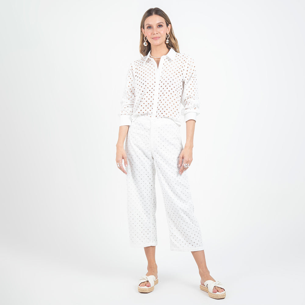 PANTAL¨®N CORTO EFECTO OJALILLO BLANCO