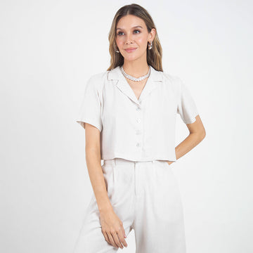CAMISA VERANO BEIGE CUELLO SPORT