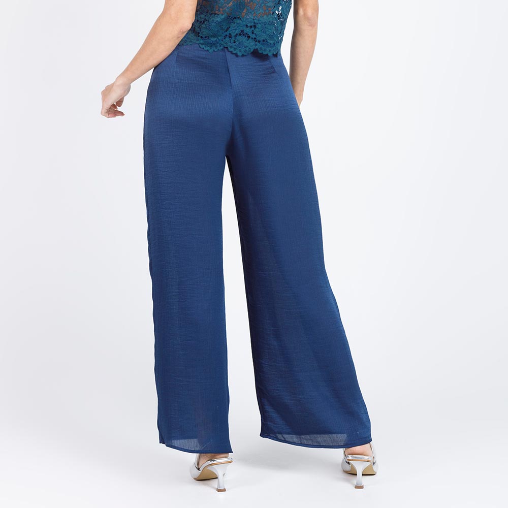 PANTAL¨®N CELEBRACI¨®N SILUETA WIDE LEG AZUL OSCURO