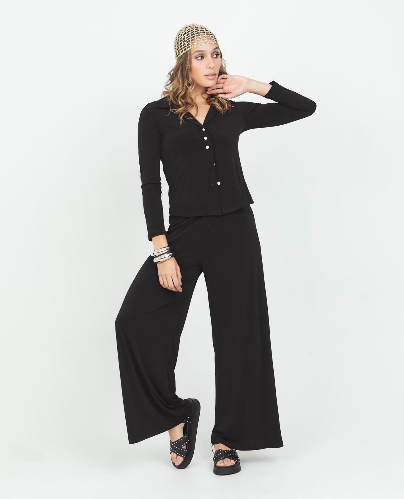 CAMISA EN TEJIDO PUNTO PARA MUJER MANGA LARGA
