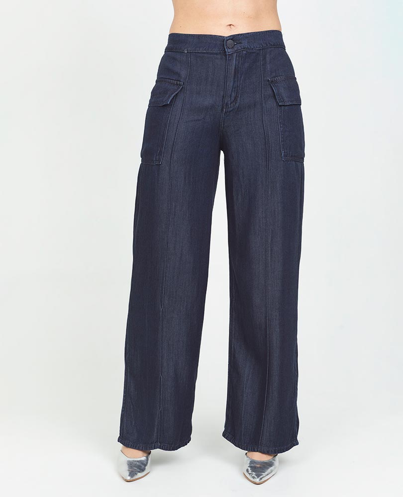 JEAN WIDE LEG PARA MUJER CON BOLSILLOS DE PARCHE LATERALES EN TENCEL