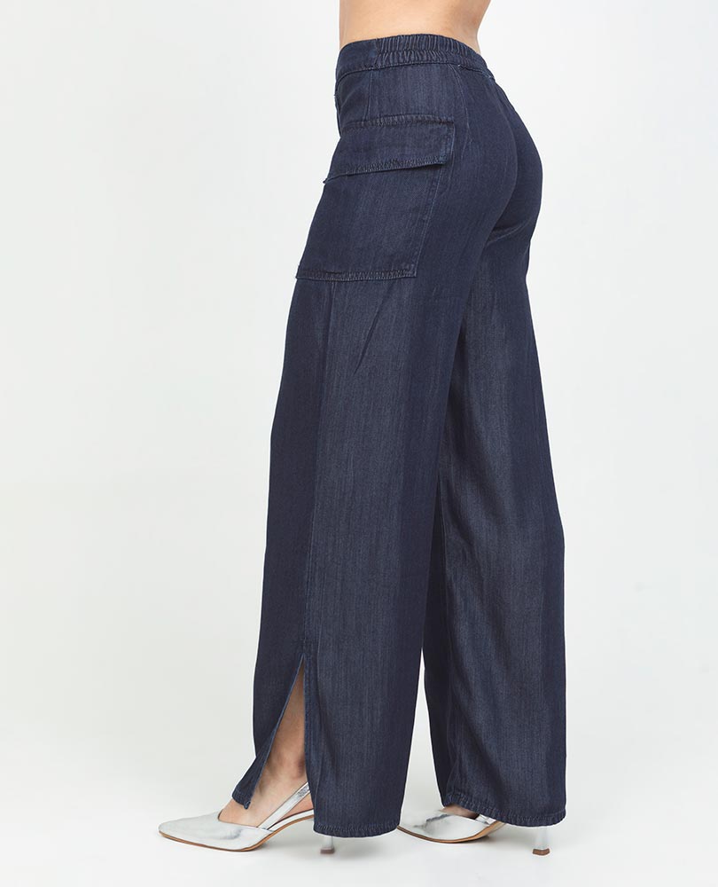 JEAN WIDE LEG PARA MUJER CON BOLSILLOS DE PARCHE LATERALES EN TENCEL