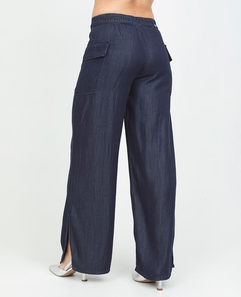 JEAN WIDE LEG PARA MUJER CON BOLSILLOS DE PARCHE LATERALES EN TENCEL