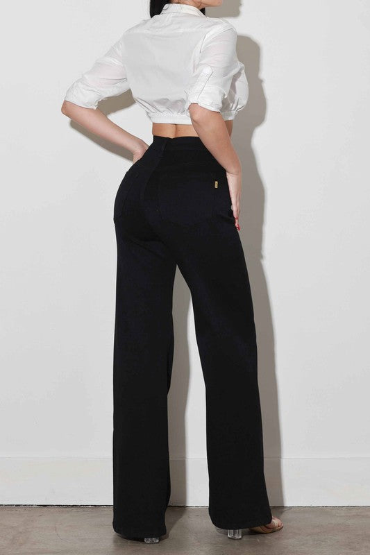 Black wide leg jean