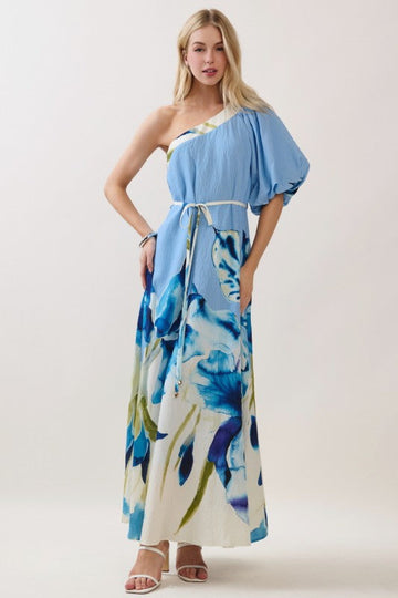 Stunning one-shoulder maxi dress