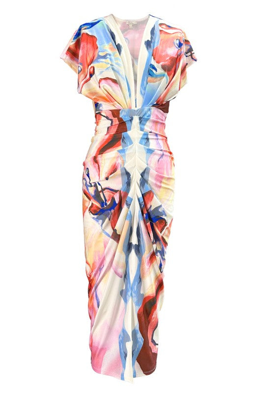 Midi dress. bright tones.