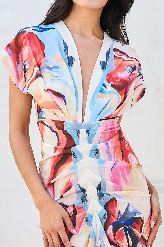 Midi dress. bright tones.