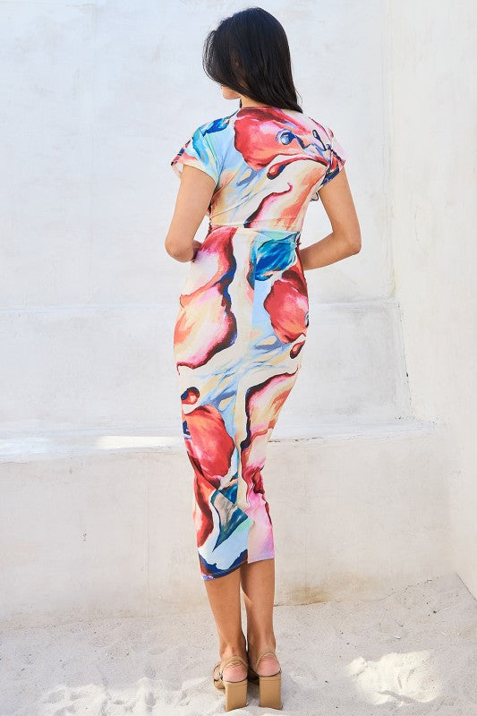 Midi dress. bright tones.