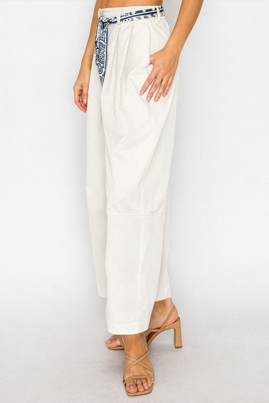 wide leg pants with scarf