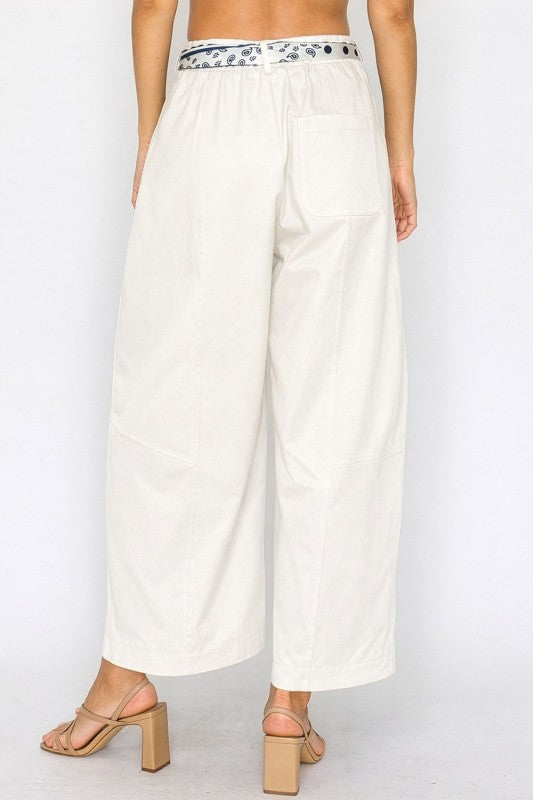 wide leg pants with scarf