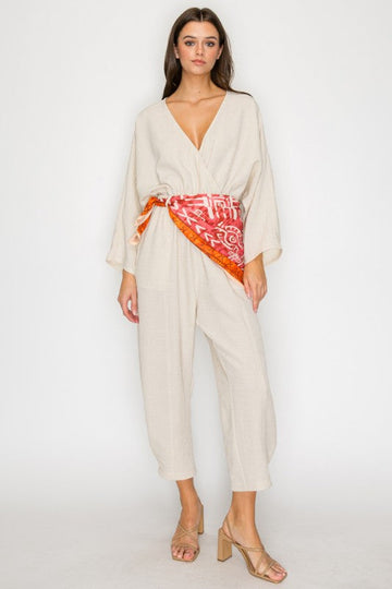 scarf belt jumpsuit