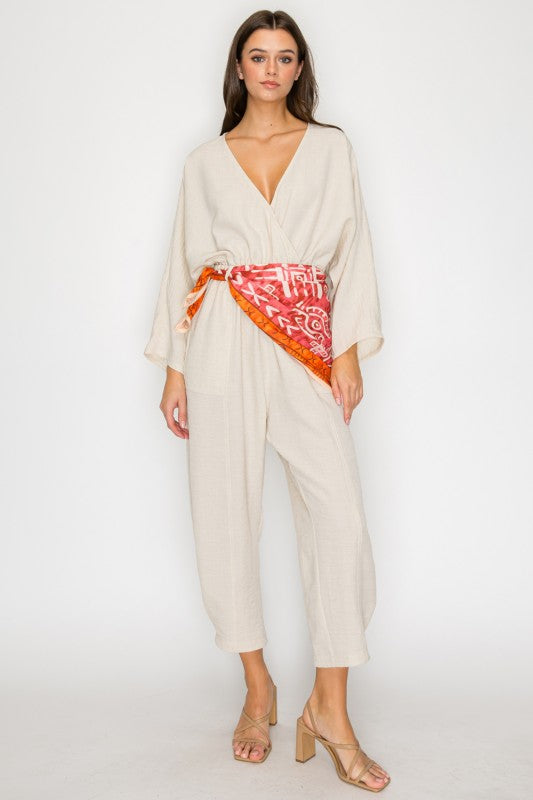 scarf belt jumpsuit