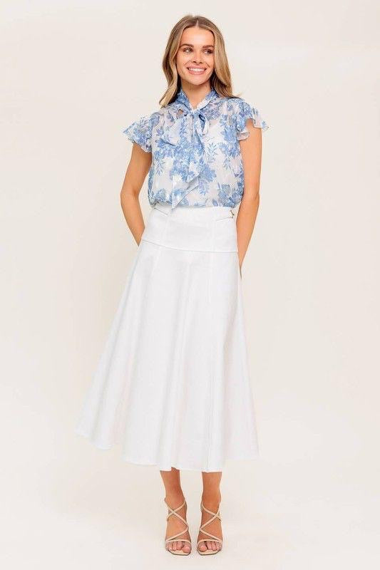 Falda Midi Blanca Tomato ¨C Movimiento y Frescura Natural
