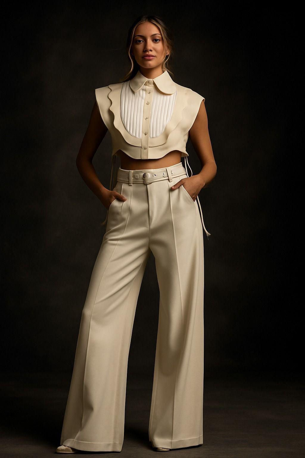 Set blanco y beige de cuatro piezas | Elegancia moderna
