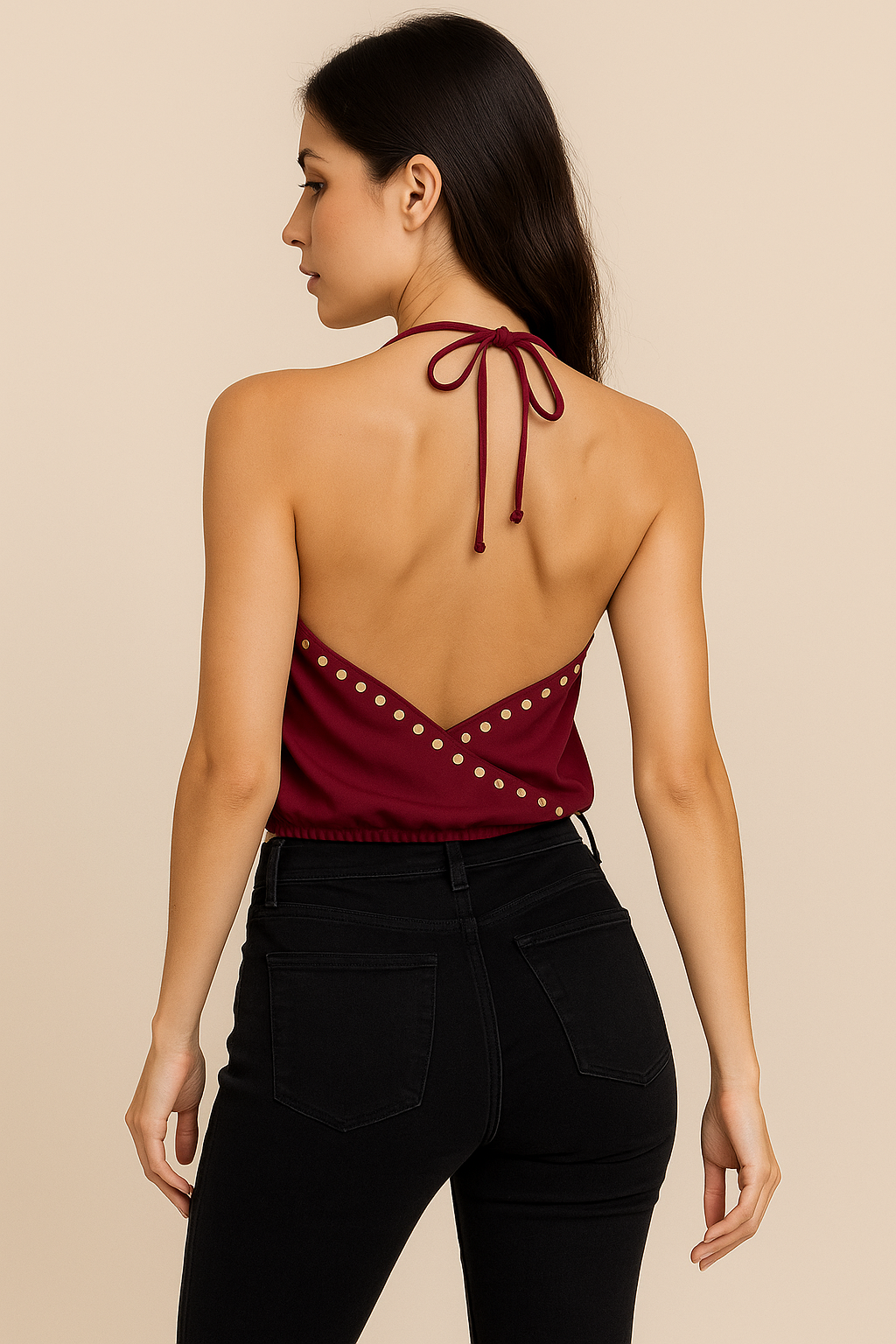 Top tipo halter con escote en ¡°V¡± profundo