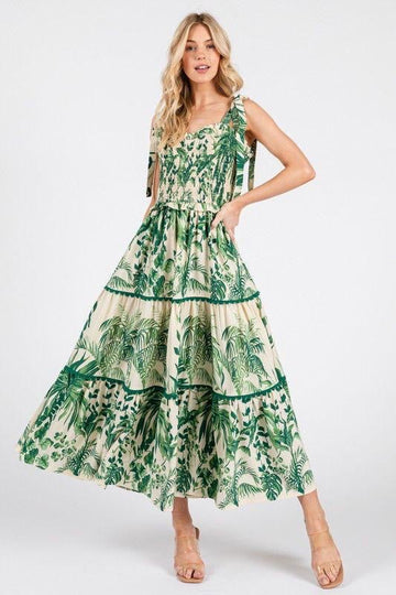 Vestido Largo Floral Verde Bighit
