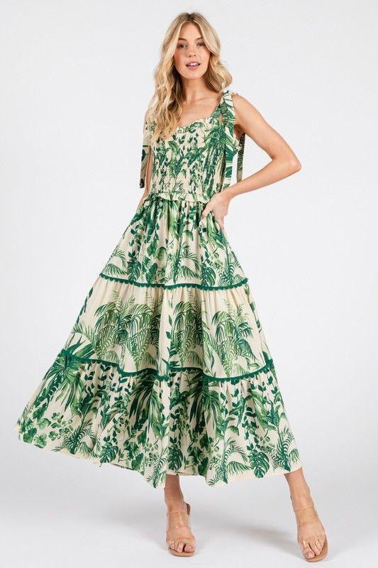 Vestido Largo Floral Verde Bighit