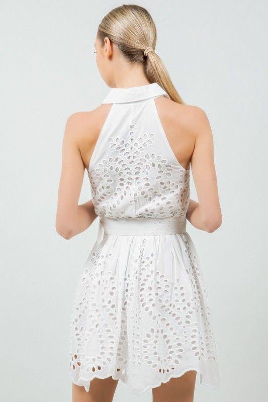 Vestido Corto en Ojalillo Miss Avenue Ivory