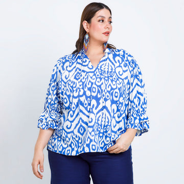 BLUSA TALLAS GRANDES CON BOLERO AZUL