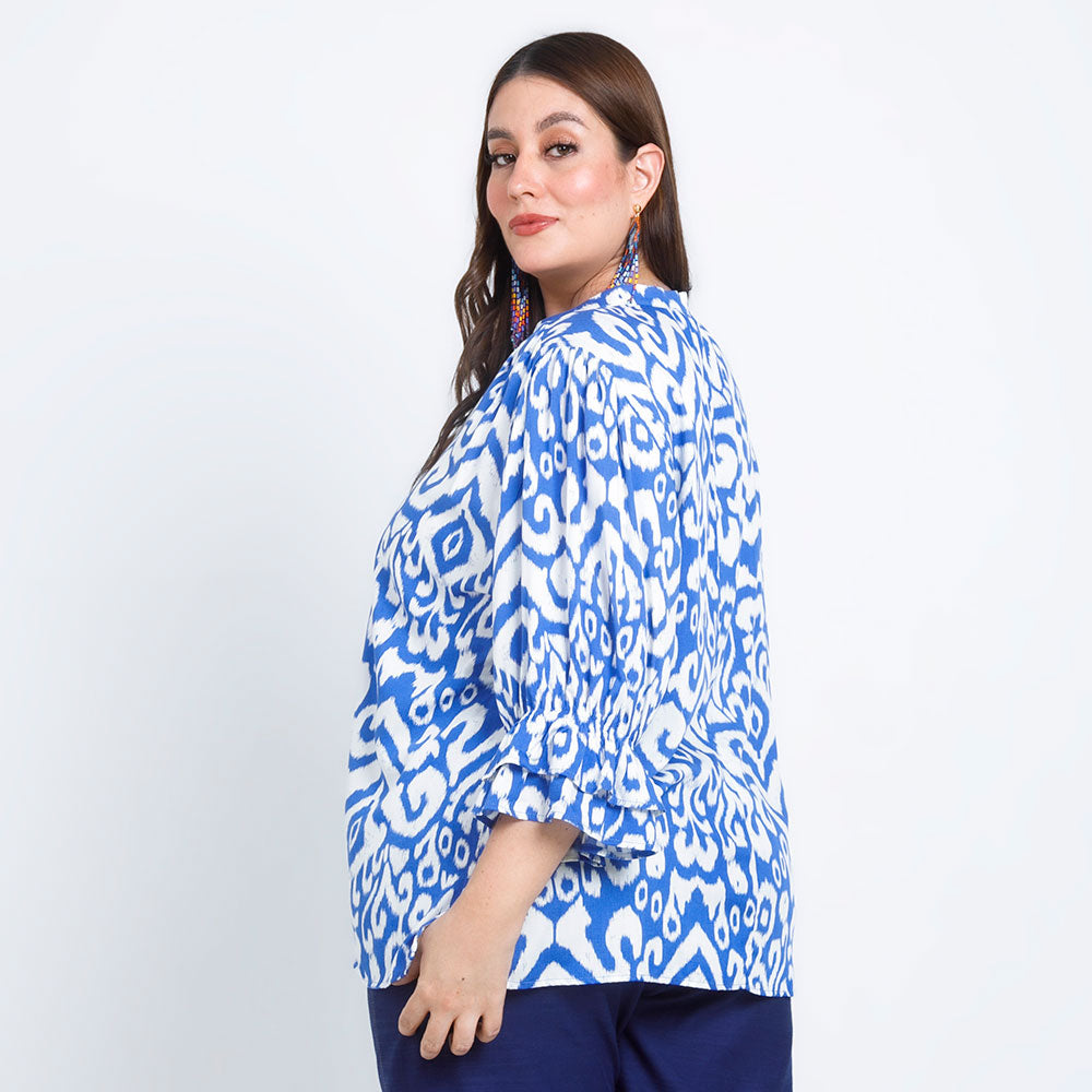 BLUSA TALLAS GRANDES CON BOLERO AZUL