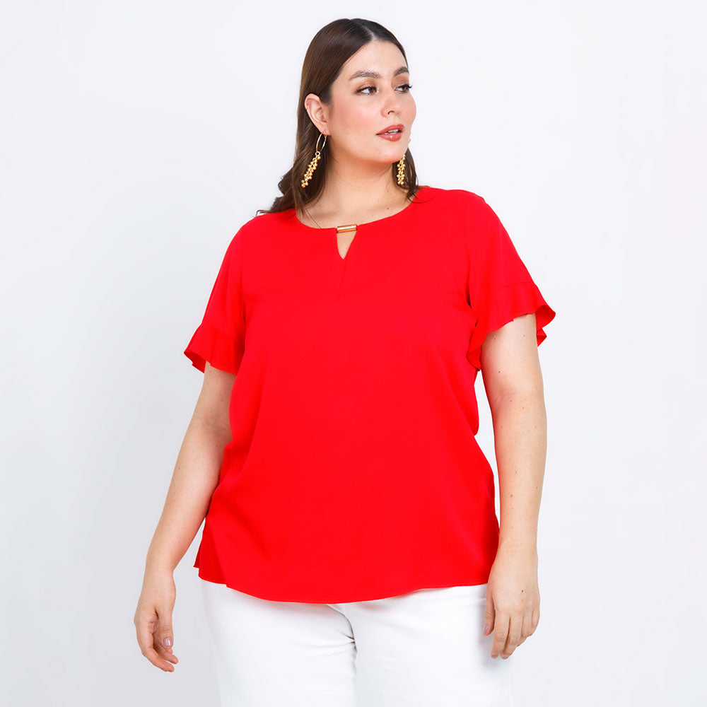 BLUSA TALLAS GRANDES MANGA CORTA ROJA