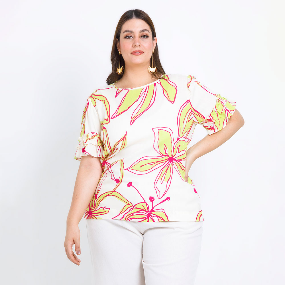 BLUSA TALLAS GRANDES ESTAMPADA CON BOLERO