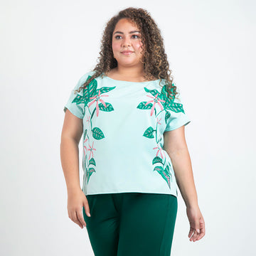 BLUSA VERDE MENTA TALLAS GRANDES ESTAMPADO EXCLUSIVO