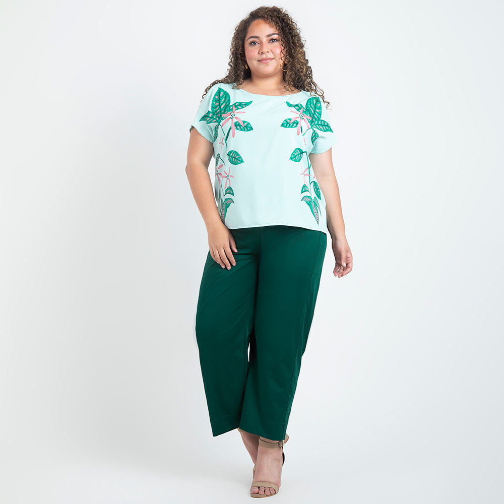 BLUSA VERDE MENTA TALLAS GRANDES ESTAMPADO EXCLUSIVO
