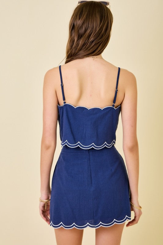 Blue set mini skirt and top
