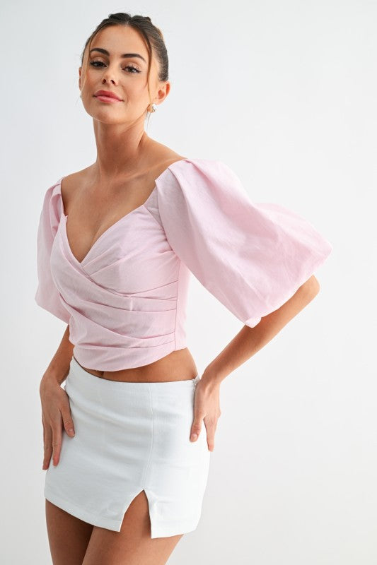 Blusa tipo crop top Escote cruzado
