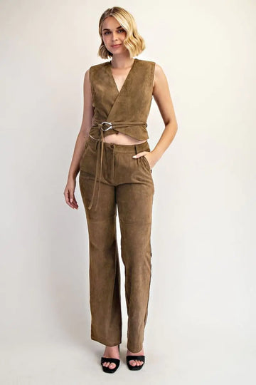 Set de gamuza sint¨¦tica marr¨®n | Estilo retro y moderno