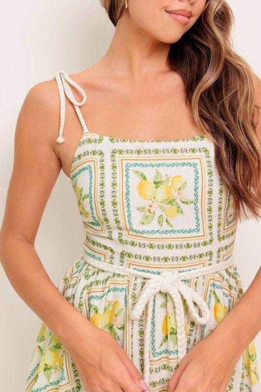 Vestido midi con estampado de limones ¨C  fresco y femenino