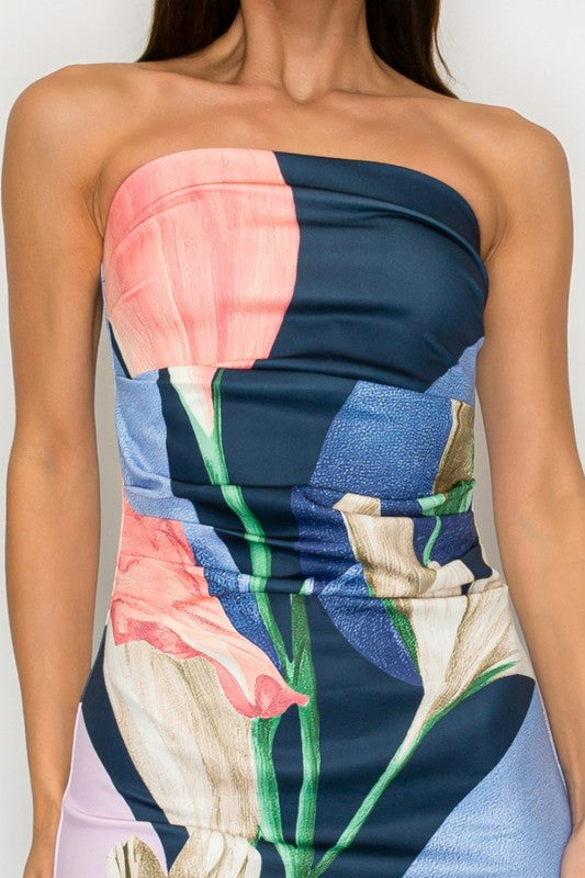 Floral print maxi slit dress