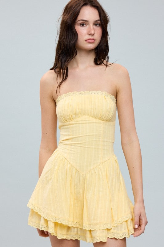 Mini yellow Dress with layers.