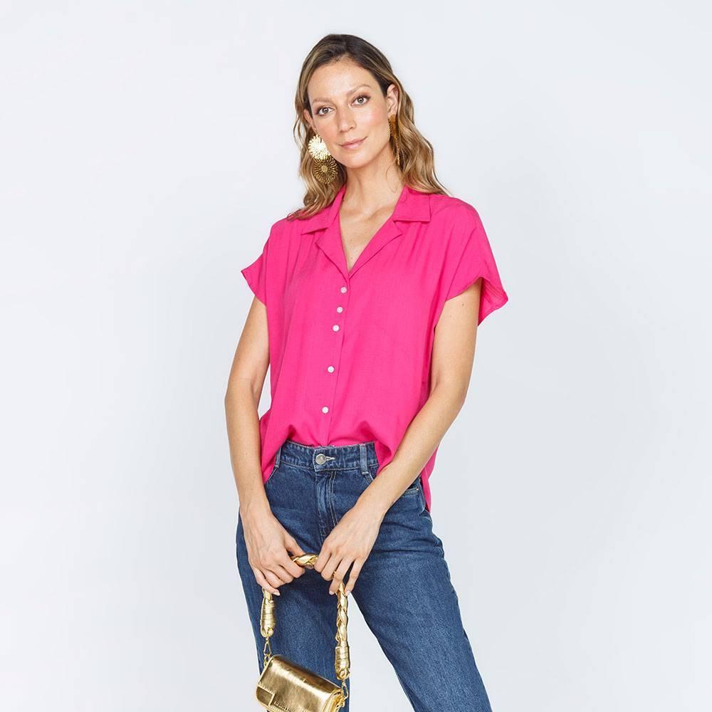 CAMISA MANGA CORTA RODADA - FUCSIA