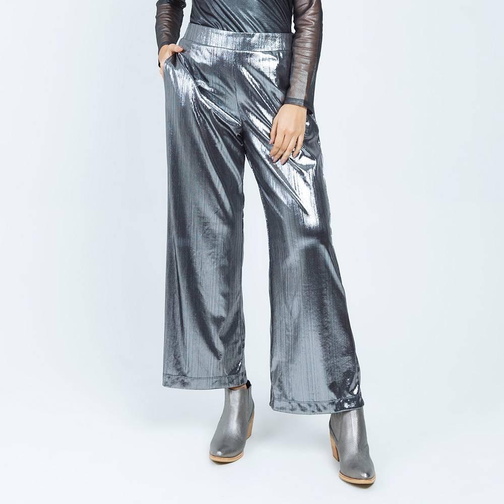 PANTALON RECTO TELA EFECTO PLATEADO